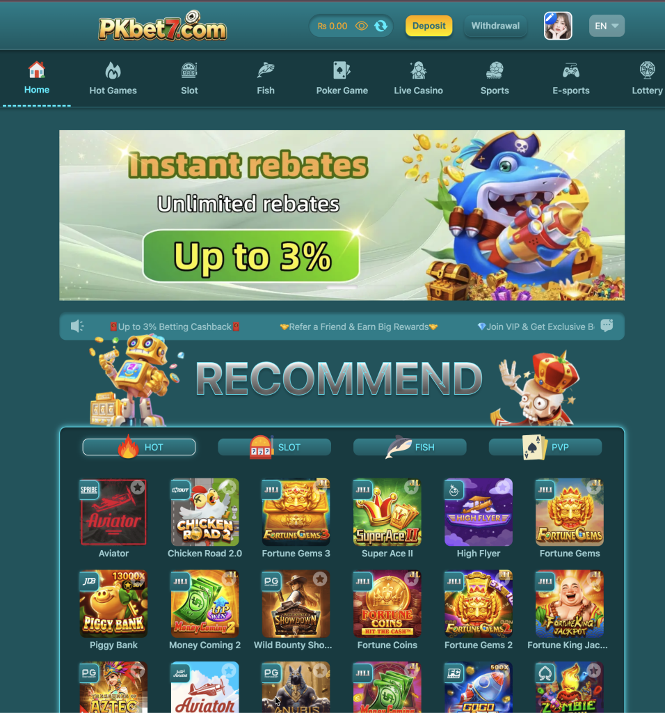PKBet7 screenshot 1 – real money earning app Pakistan
